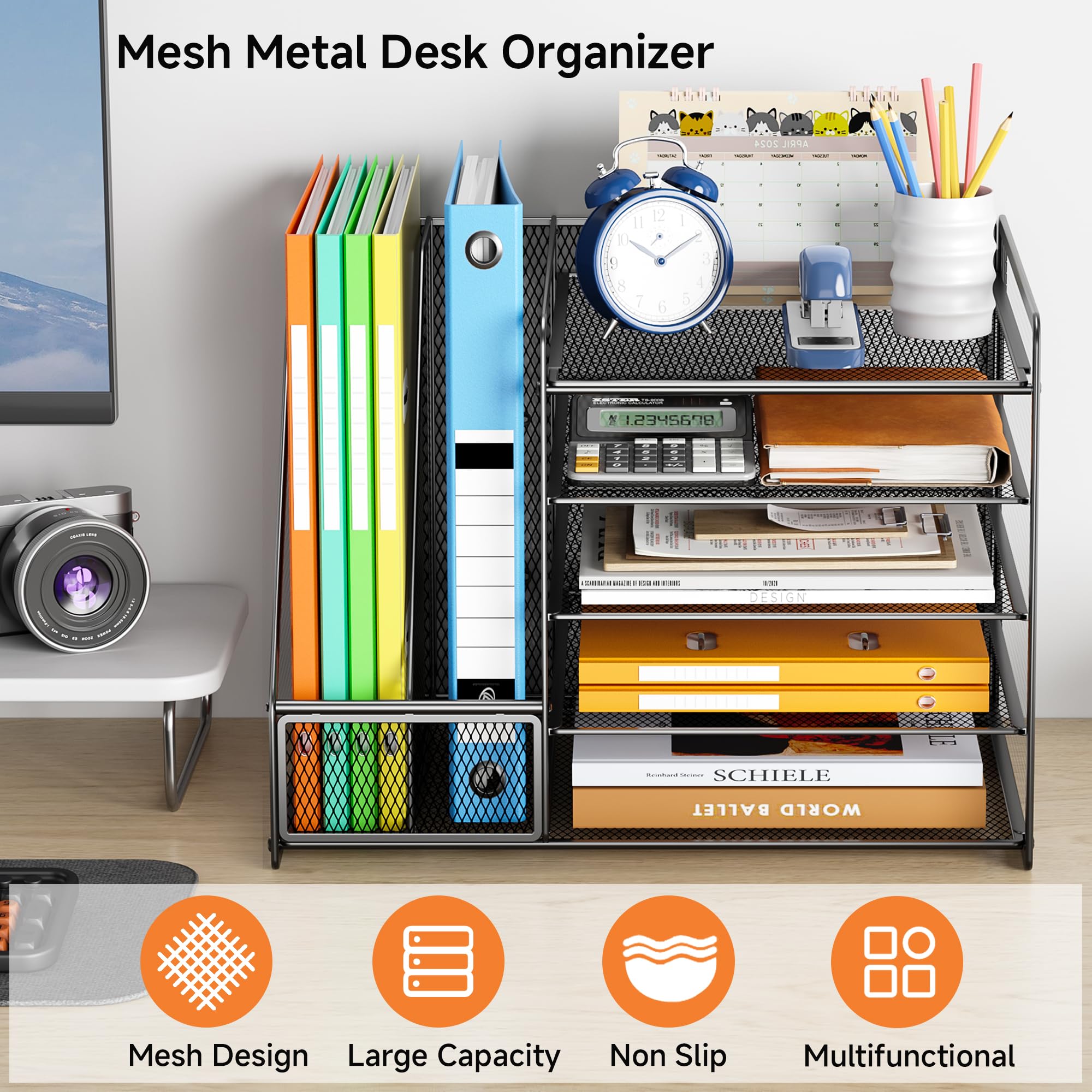 vitviti-desk-5-ebenen-briefablage-schwarz-a4-mit-stehsammler image 4