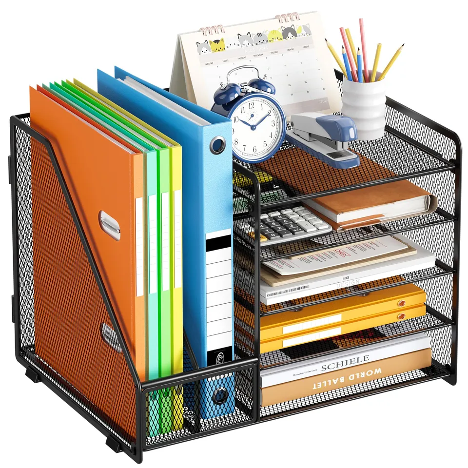 vitviti-desk-5-ebenen-briefablage-schwarz-a4-mit-stehsammler image 1