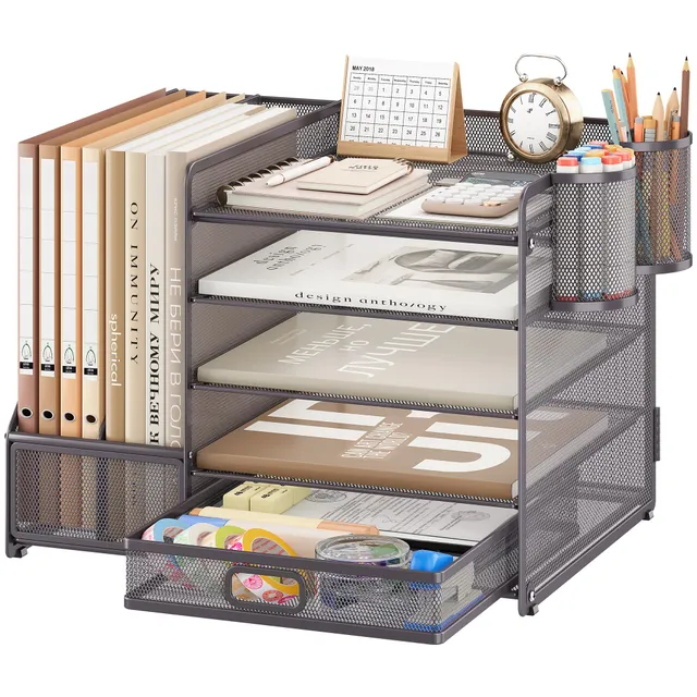 vitviti-desk-organizer-schreibtisch-organizer-grau-5-f-cher-metall image 1