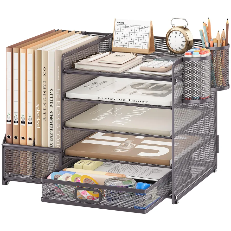vitviti-desk-organizer-schreibtisch-organizer-grau-5-f-cher-metall image 1