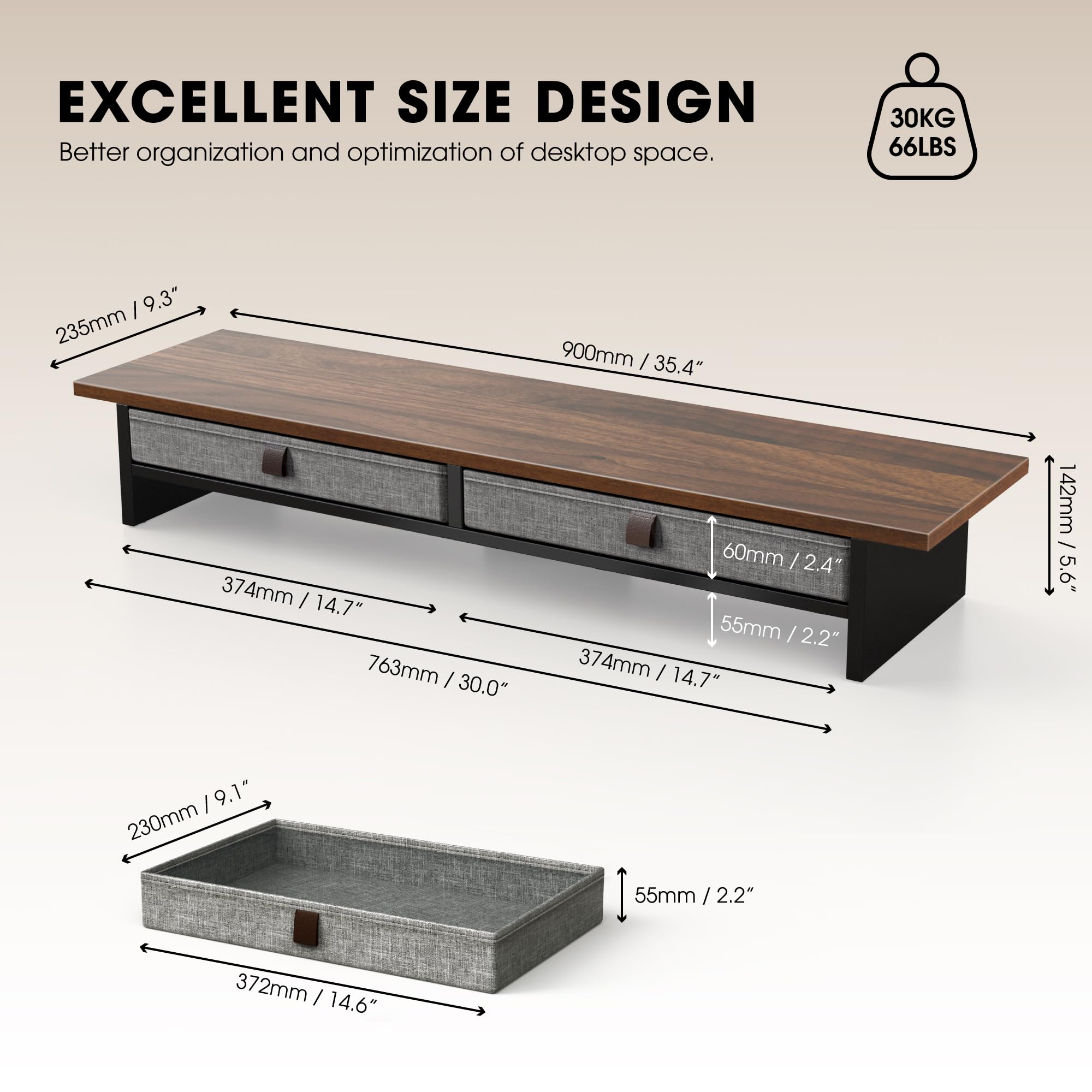 fenge-rodin-series-monitorst-nder-90cm-braun-2-schubladen-holz image 3