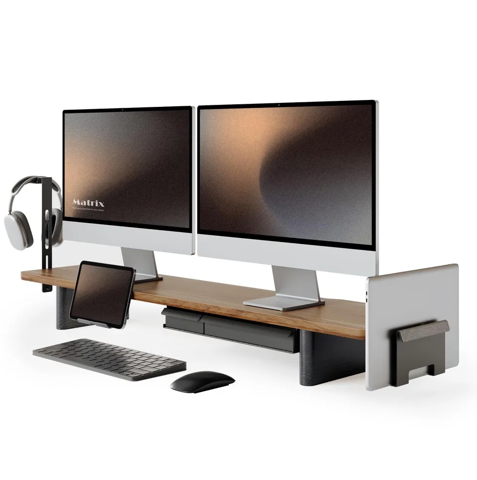 fenge-matrix-series-monitorst-nder-braun-dual-2-schubladen image 1