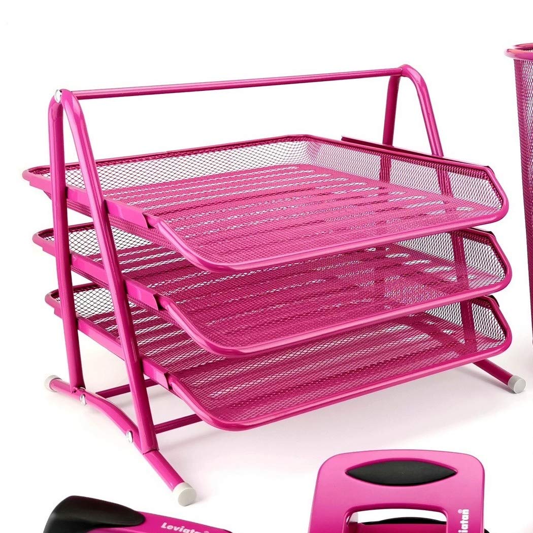 leviatan-organizacja-biura-briefablage-3-schubladen-rosa-a4-mesh image 6