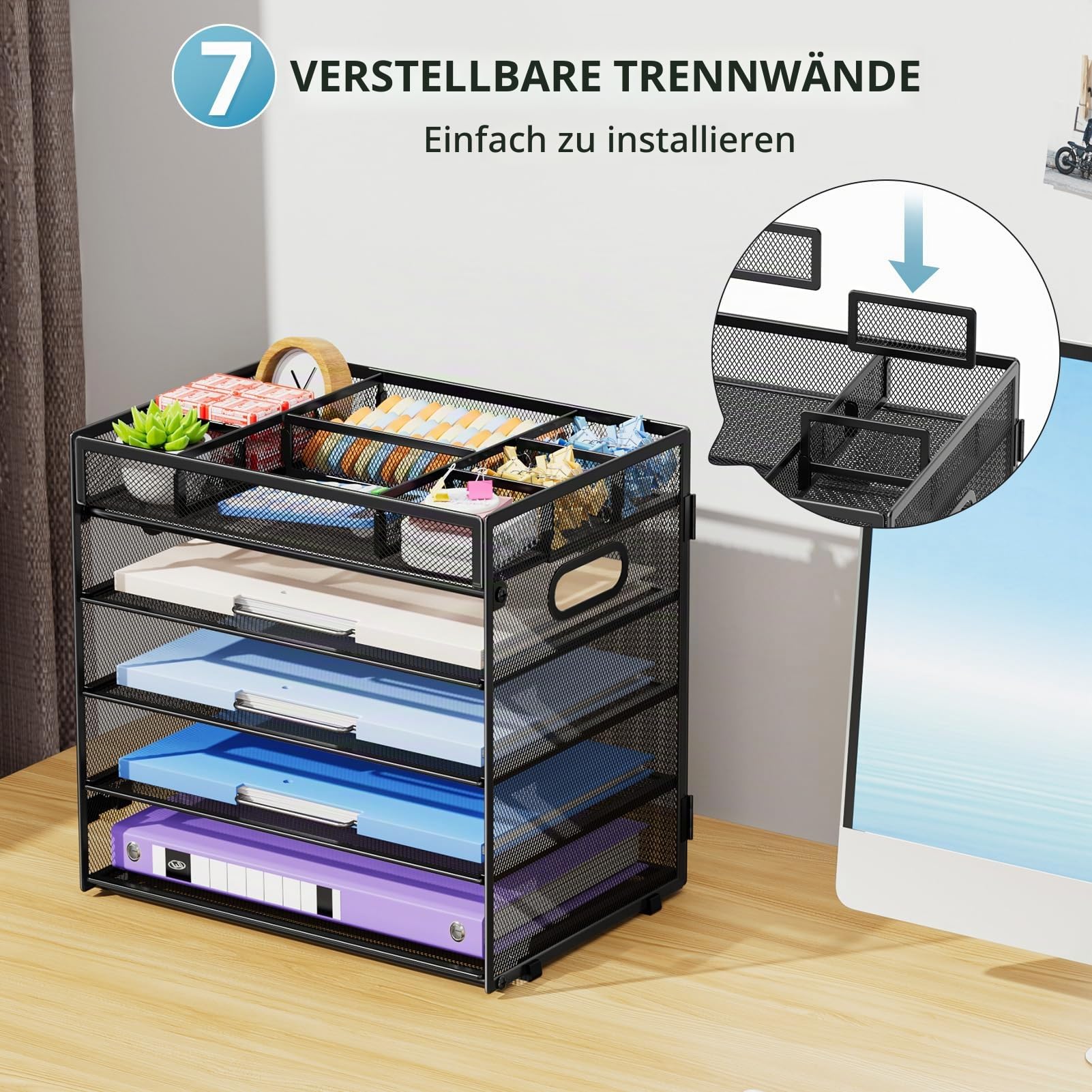 marbrasse-5-stufiger-schreibtisch-organizer-mesh-schwarz-verstellbar image 2