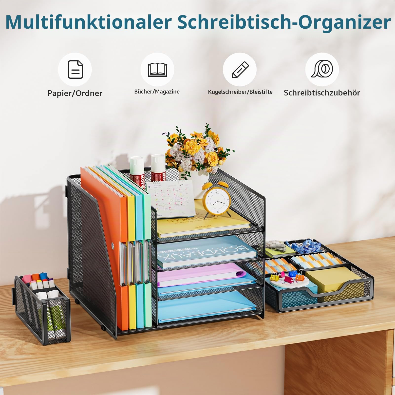 marbrasse-office-4-teilig-schreibtisch-organizer-schwarz-mit-schublade image 6