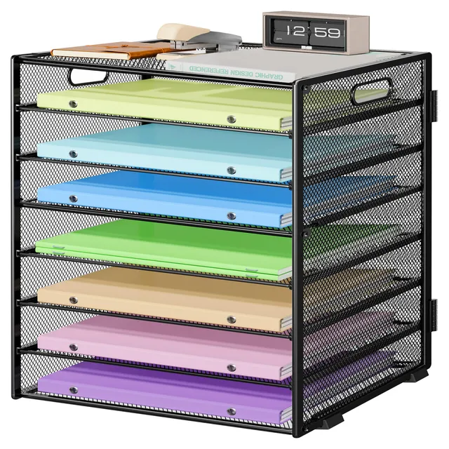 marbrasse-schreibtisch-organizer-metall-schwarz-8-fach-ablage image 1