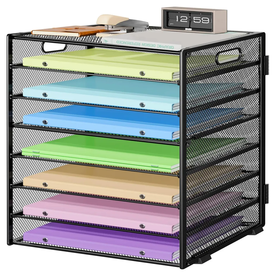 marbrasse-schreibtisch-organizer-metall-schwarz-8-fach-ablage image 1