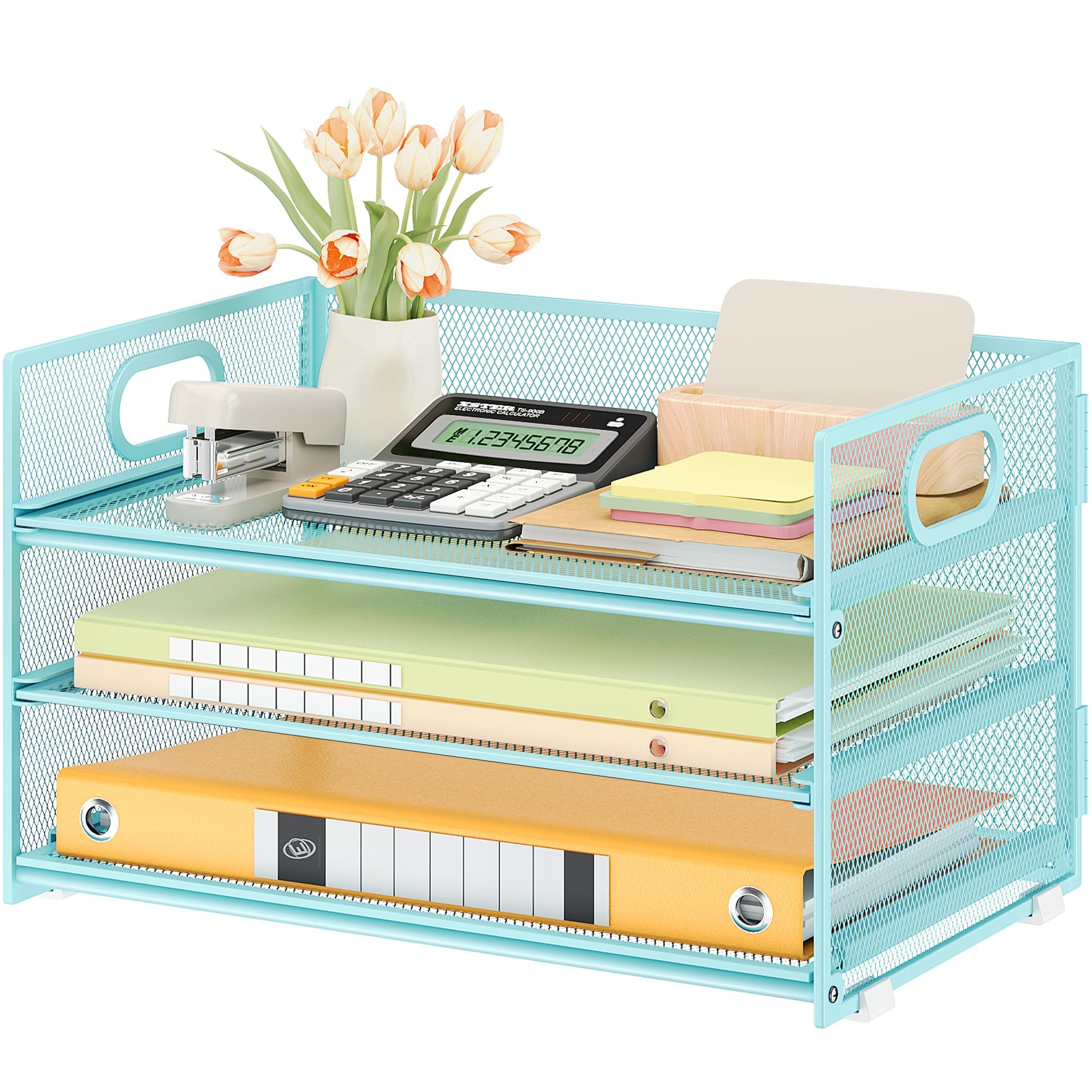 vitviti-desk-organizer-briefablage-rosa-3-stufig-mit-griff image 8