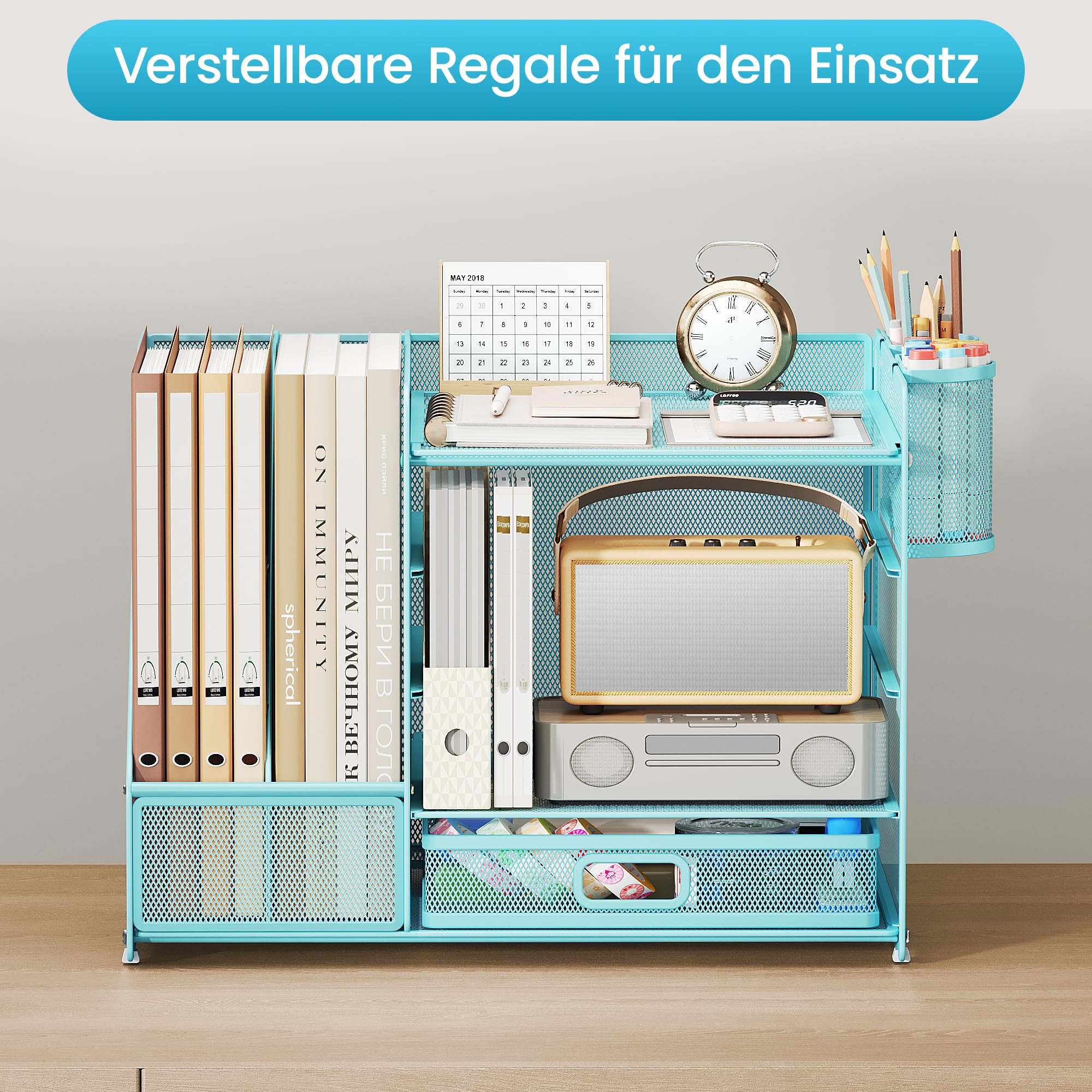 vitviti-desk-organizer-schreibtisch-organizer-blau-5-f-cher-metall image 3
