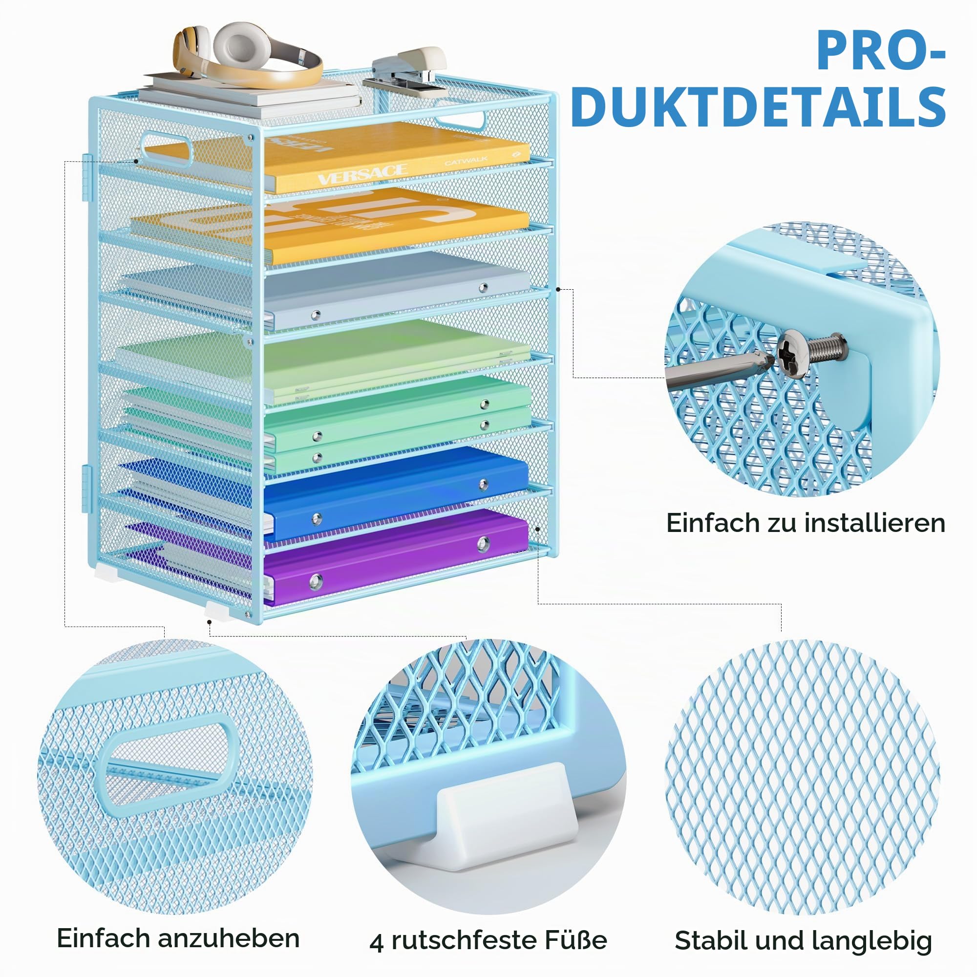marbrasse-schreibtisch-organizer-metall-blau-8-fach-ablage image 6