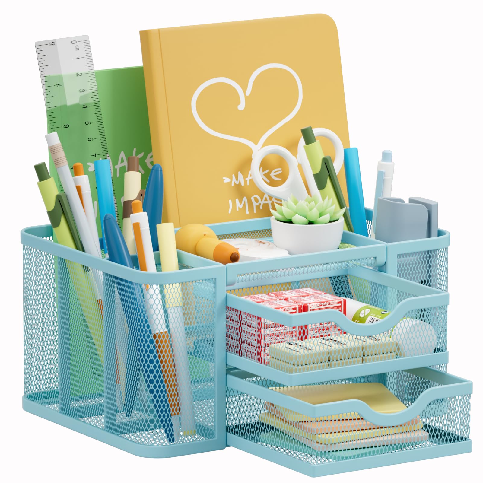 marbrasse-schreibtisch-organizer-netz-blau-2-schubladen image 1