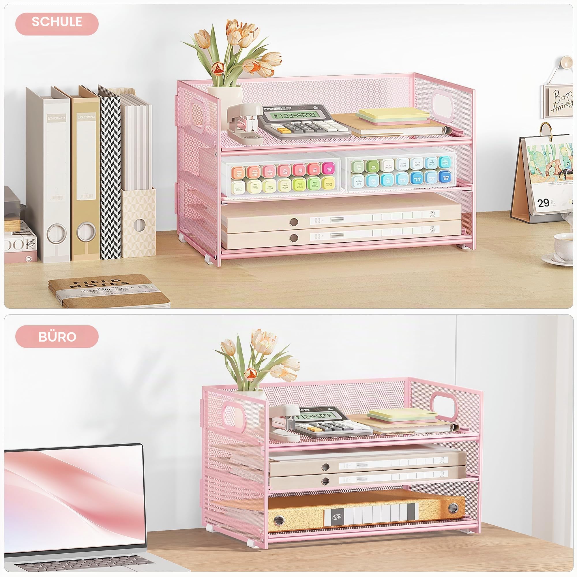 vitviti-desk-organizer-briefablage-rosa-3-stufig-mit-griff image 7