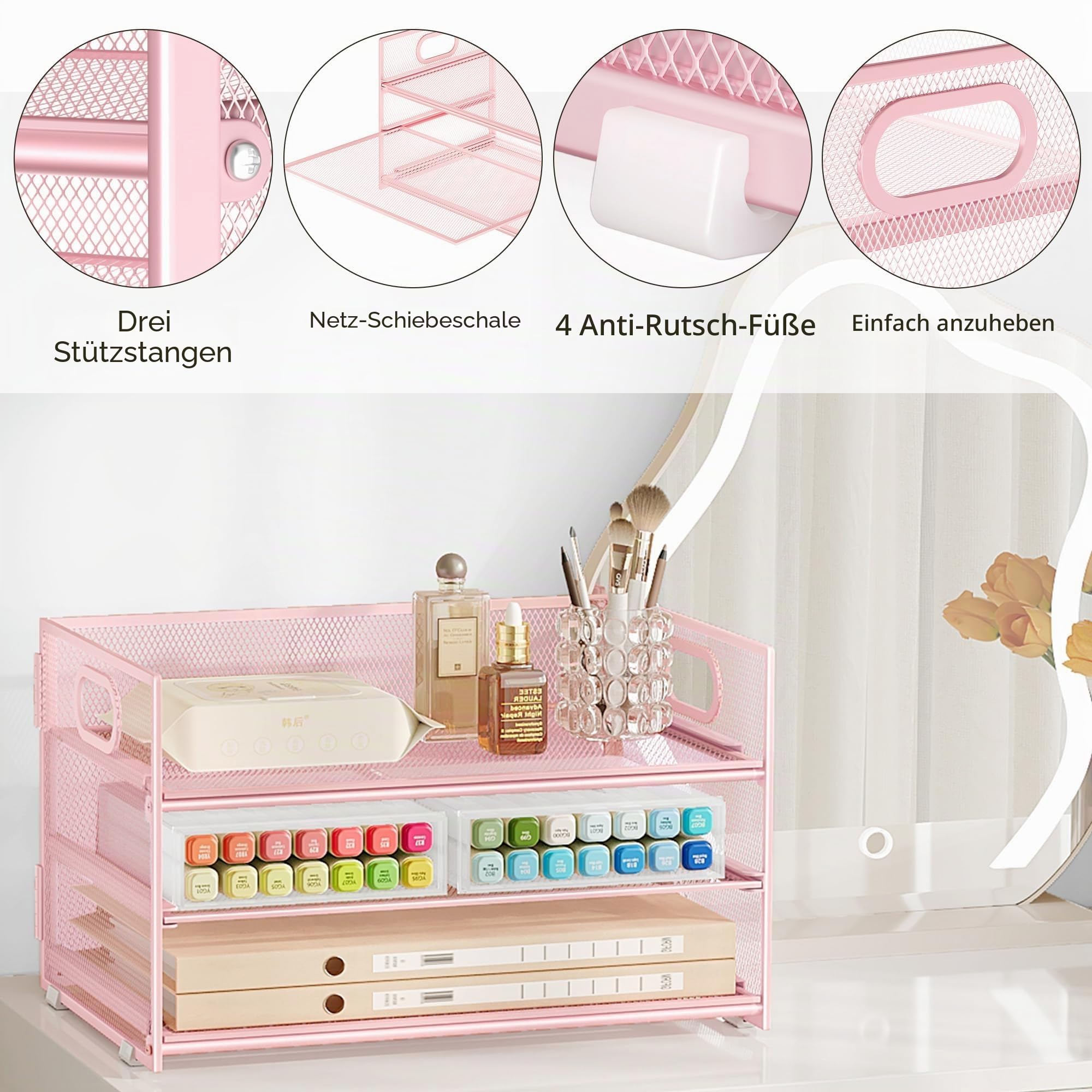 vitviti-desk-organizer-briefablage-rosa-3-stufig-mit-griff image 5