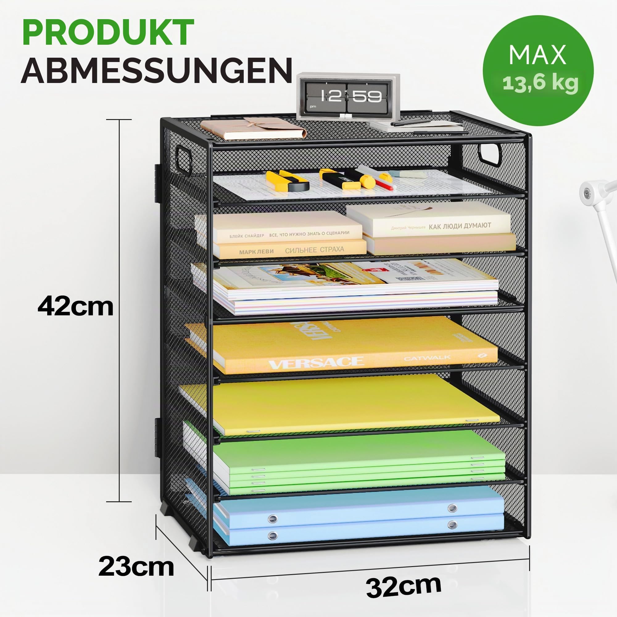 marbrasse-schreibtisch-organizer-metall-schwarz-8-fach-ablage image 5