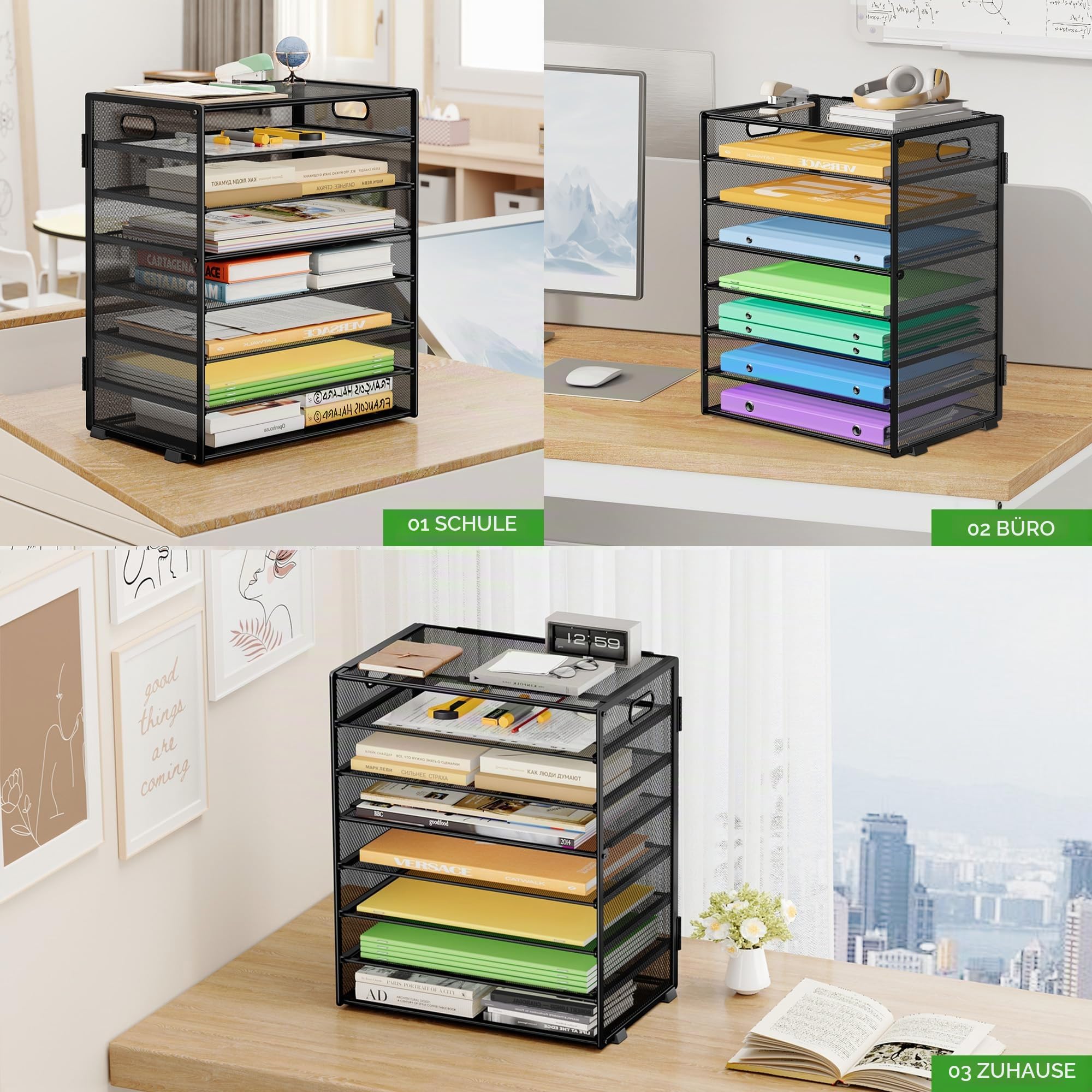 marbrasse-schreibtisch-organizer-metall-schwarz-8-fach-ablage image 3