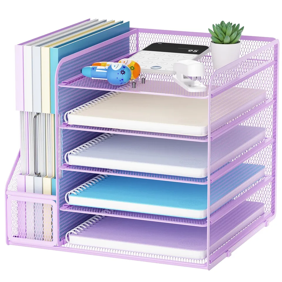 marbrasse-office-supplies-briefablage-5-f-cher-violett-mesh image 1