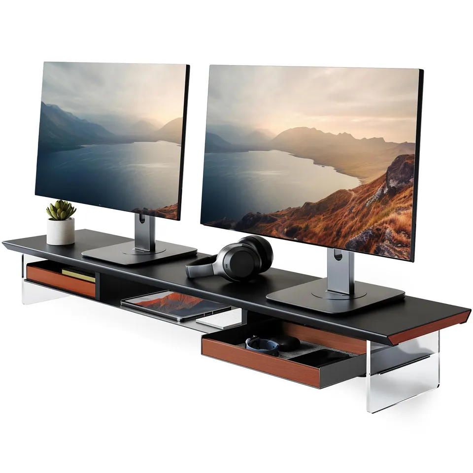 fenge-yugen-monitorst-nder-holz-108cm-schwarz-mit-schubladen image 1