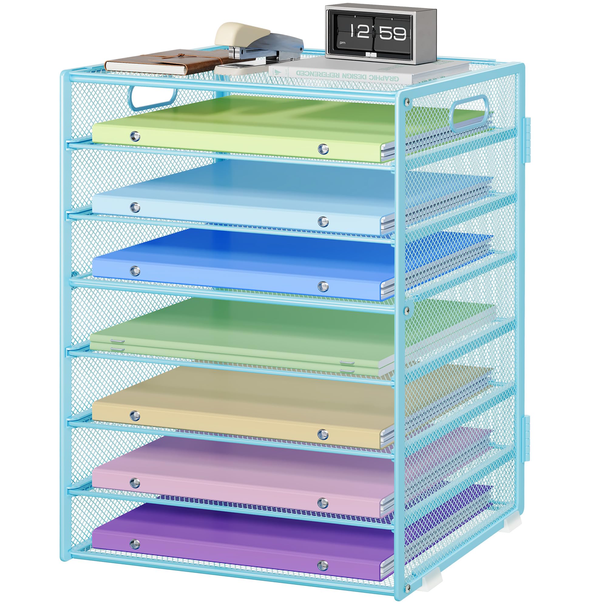 marbrasse-schreibtisch-organizer-metall-blau-8-fach-ablage image 1