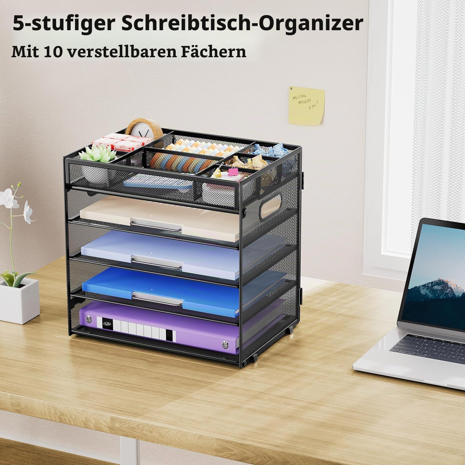 marbrasse-5-stufiger-schreibtisch-organizer-mesh-schwarz-verstellbar image 3