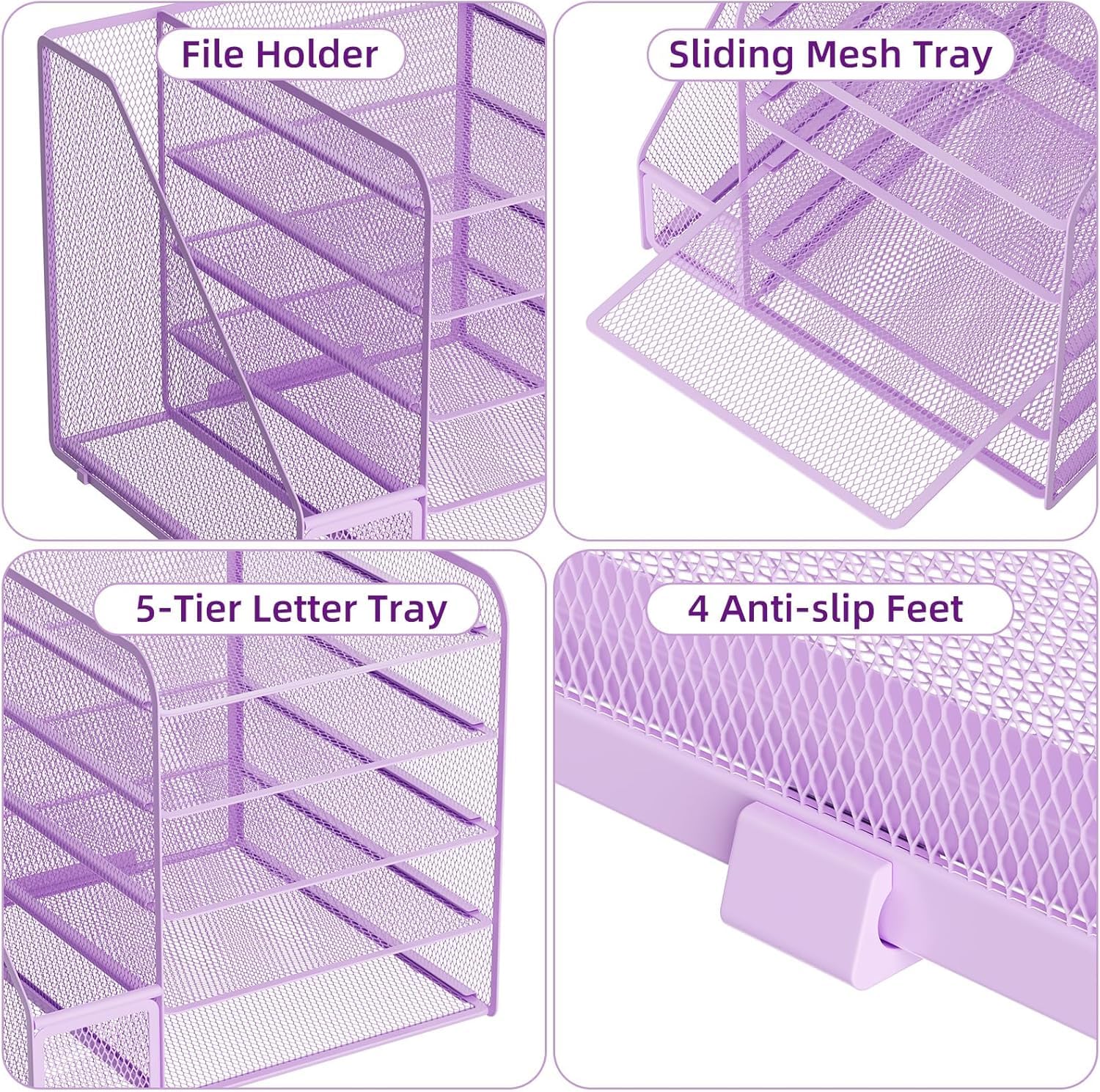marbrasse-office-supplies-briefablage-5-f-cher-violett-mesh image 5