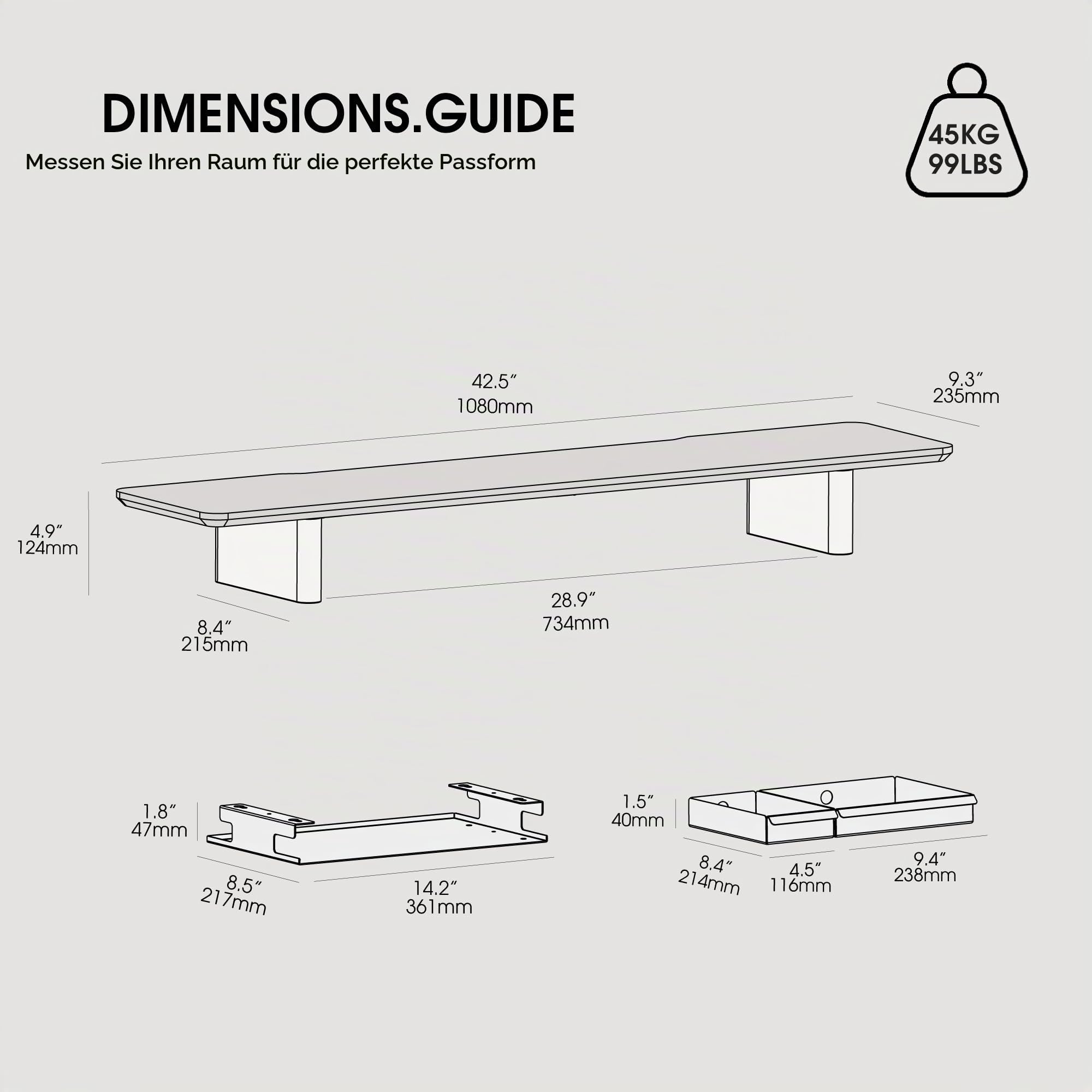 fenge-rodin-series-monitorst-nder-108-cm-schwarz-holz image 2