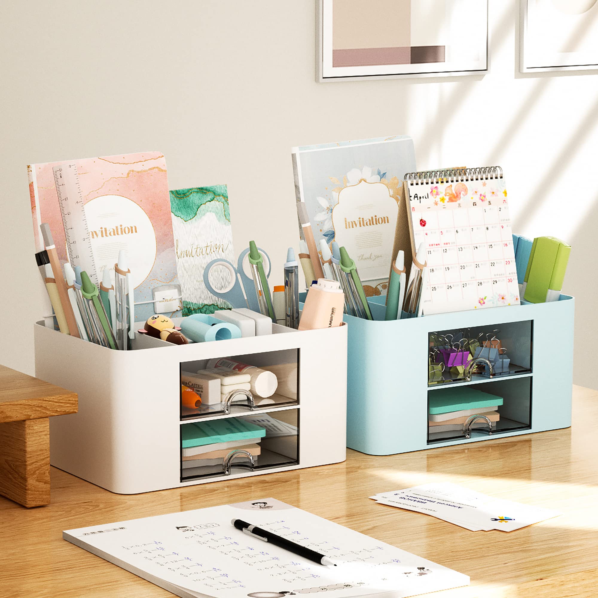 marbrasse-office-supplies-schreibtisch-organizer-wei-2-schubladen image 5