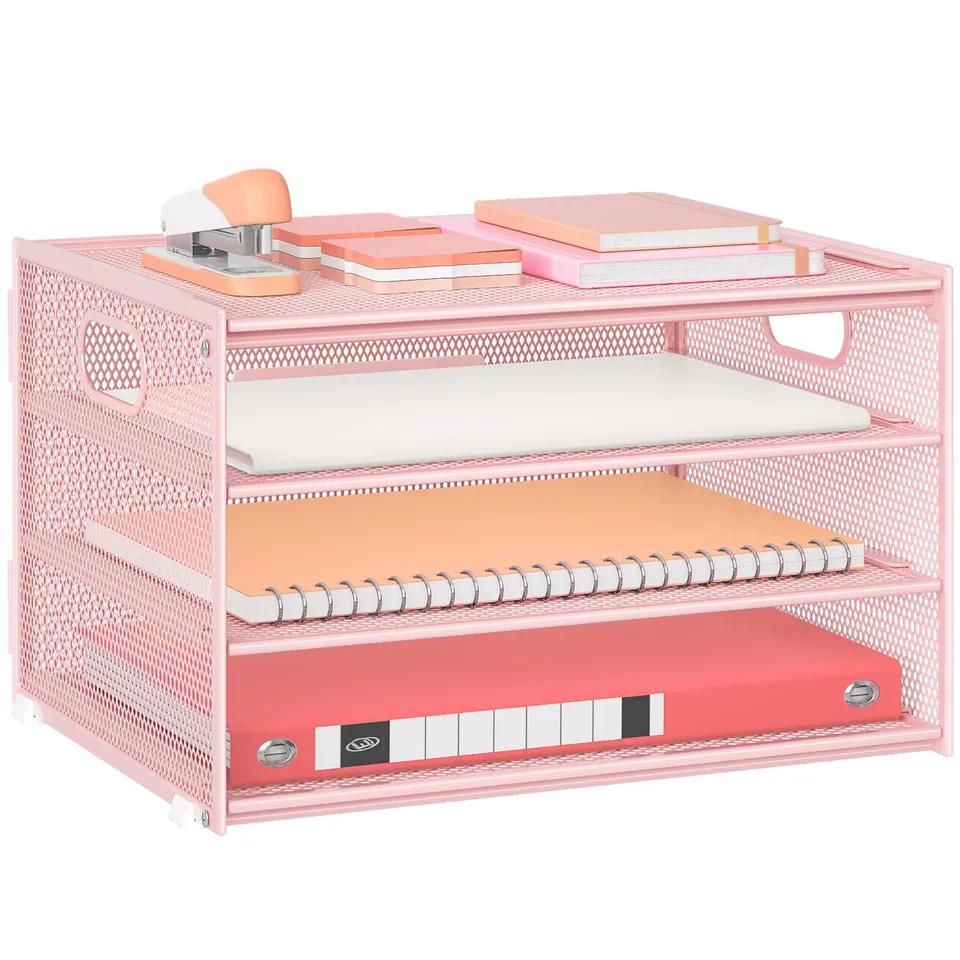 marbrasse-office-supplies-4-stufig-briefablage-organizer-rosa-metall image 1