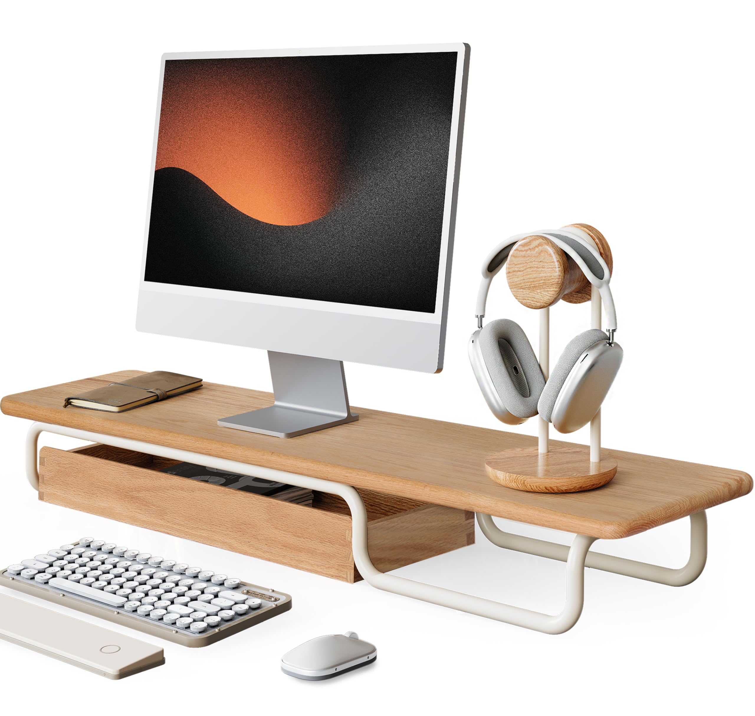 fenge-rodin-monitorst-nder-95-cm-eiche-holz-mit-schublade image 1