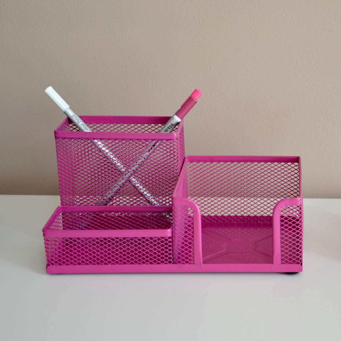 leviatan-schreibtisch-organizer-metall-stiftehalter-rosa-3-f-cher image 5