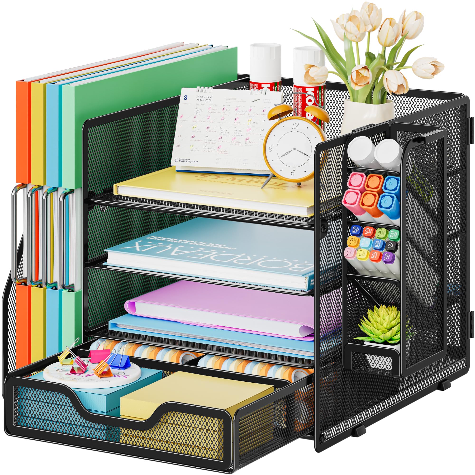 marbrasse-office-4-teilig-schreibtisch-organizer-schwarz-mit-schublade image 1