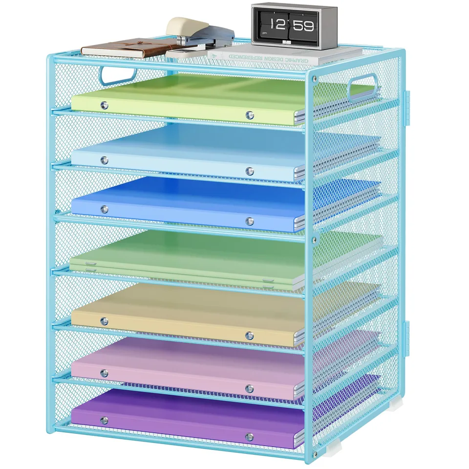 marbrasse-schreibtisch-organizer-metall-blau-8-fach-ablage image 1