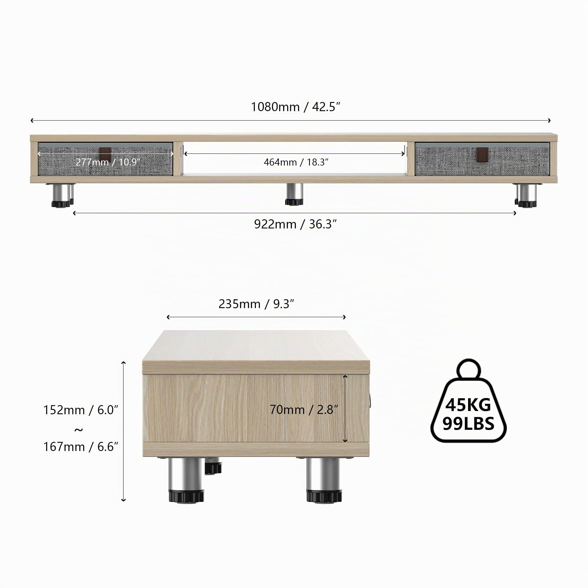 fenge-matrix-monitorst-nder-108cm-eiche-2-schubladen image 3