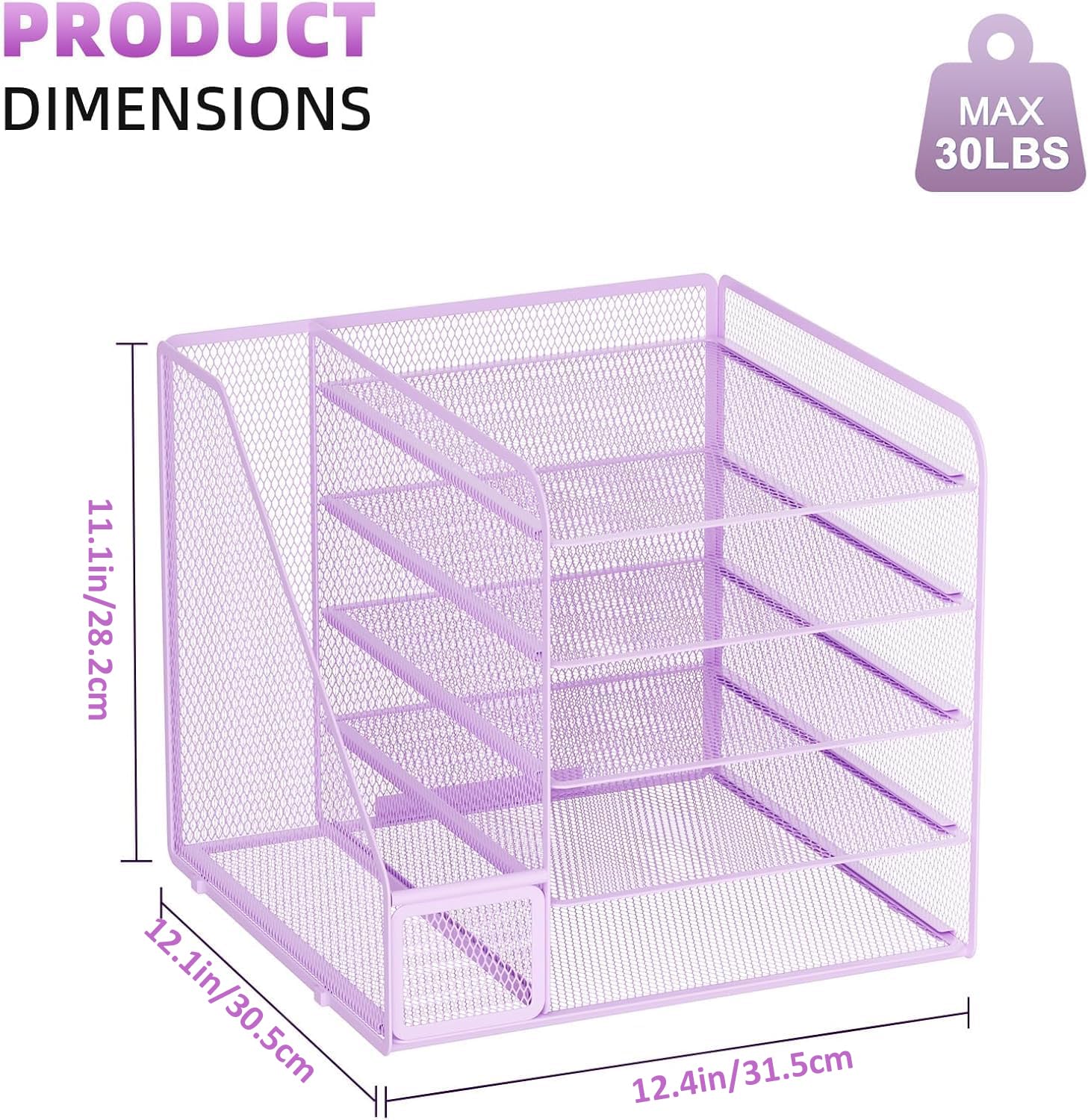 marbrasse-office-supplies-briefablage-5-f-cher-violett-mesh image 6