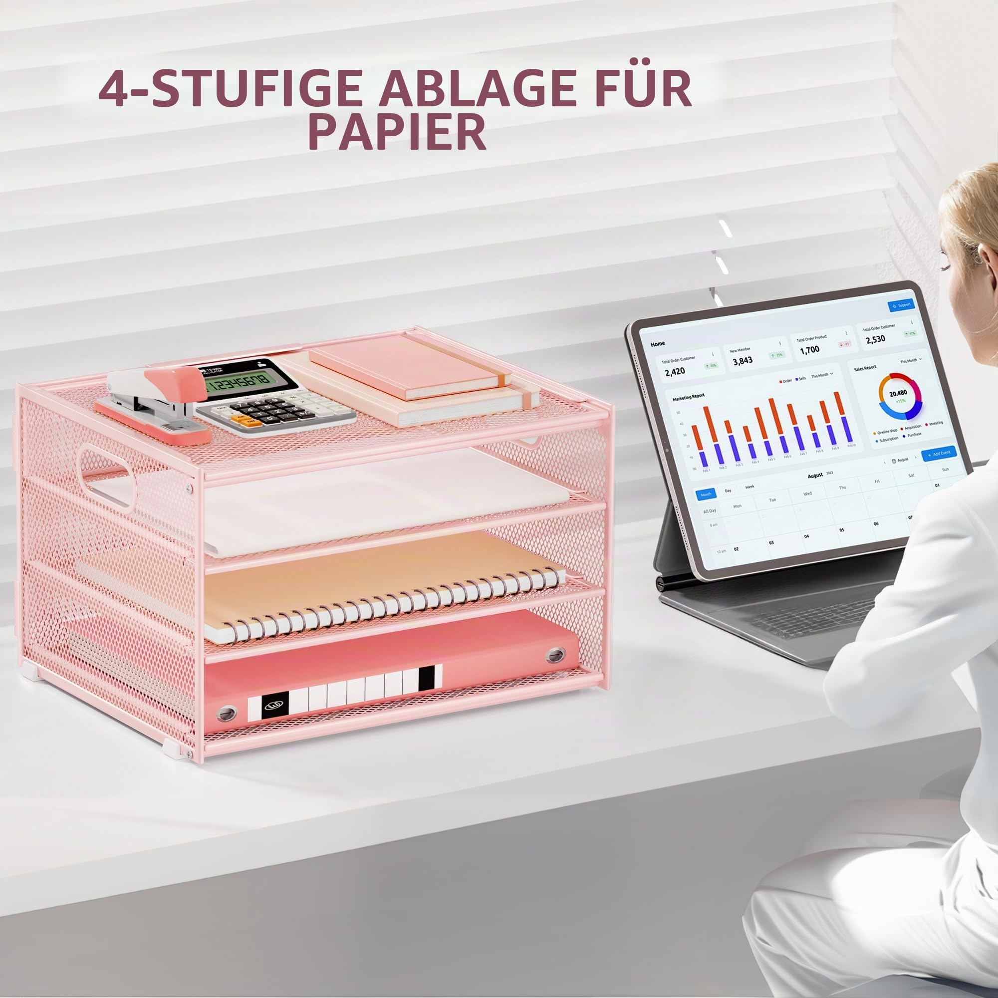 marbrasse-office-supplies-4-stufig-briefablage-organizer-rosa-metall image 5