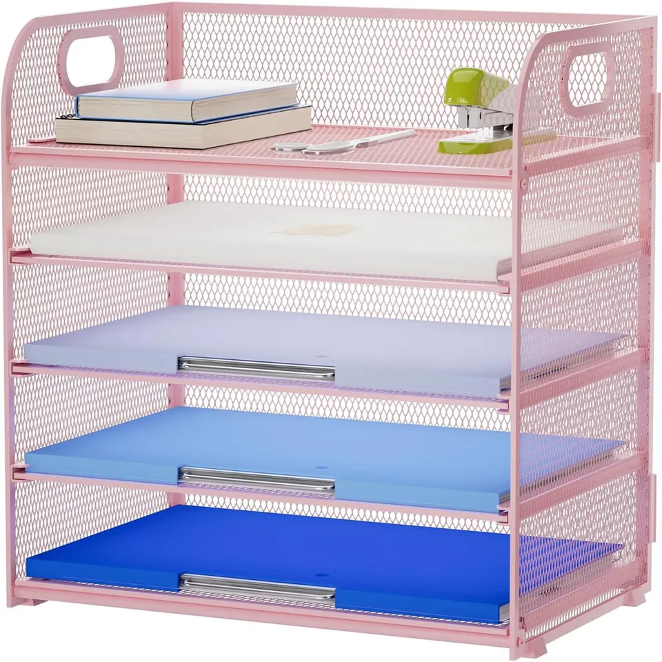 marbrasse-office-5-f-cher-briefablage-rosa-a4-mesh-mit-griff image 1