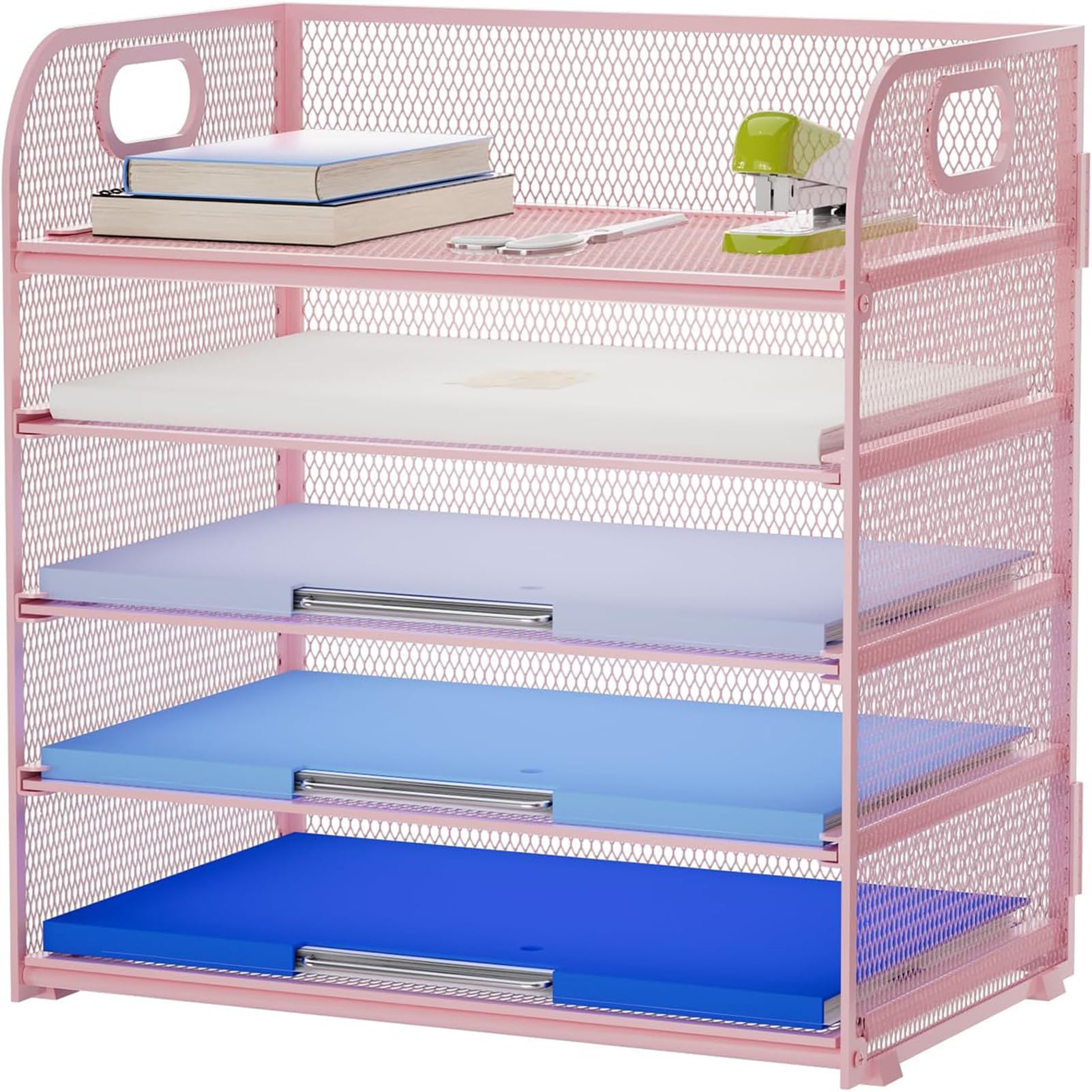 marbrasse-office-5-f-cher-briefablage-rosa-a4-mesh-mit-griff image 1