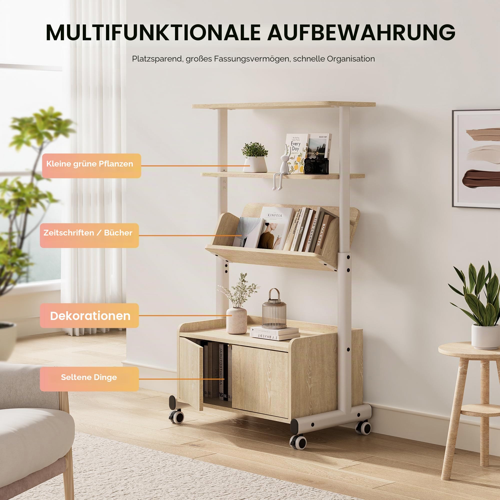 fenge-klimt-series-b-cherregal-rollen-4-ebenen-eiche image 5