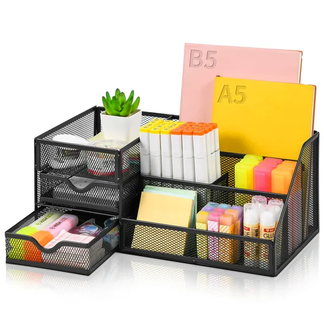 marbrasse-office-supplies-schreibtisch-organizer-schwarz-mit-schubladen image 1