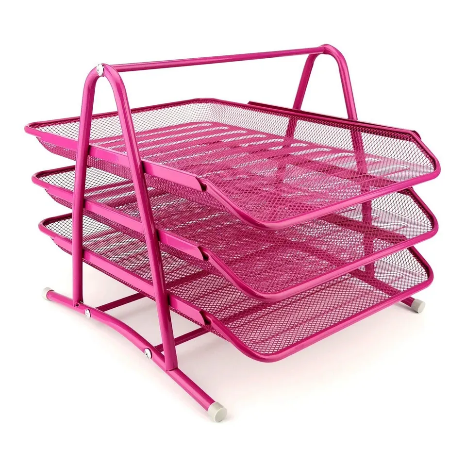 leviatan-organizacja-biura-briefablage-3-schubladen-rosa-a4-mesh image 1
