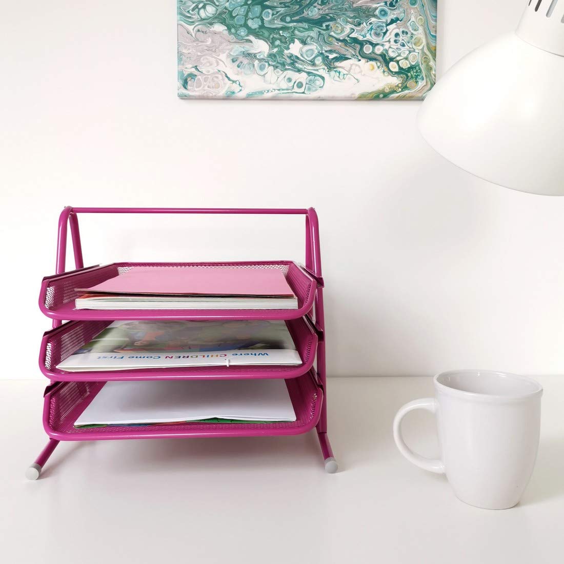 leviatan-organizacja-biura-briefablage-3-schubladen-rosa-a4-mesh image 2