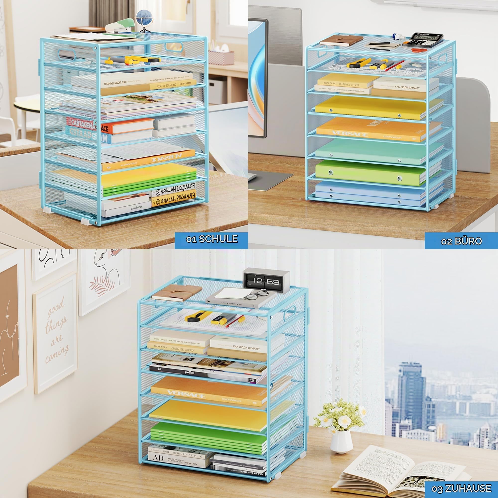 marbrasse-schreibtisch-organizer-metall-blau-8-fach-ablage image 4