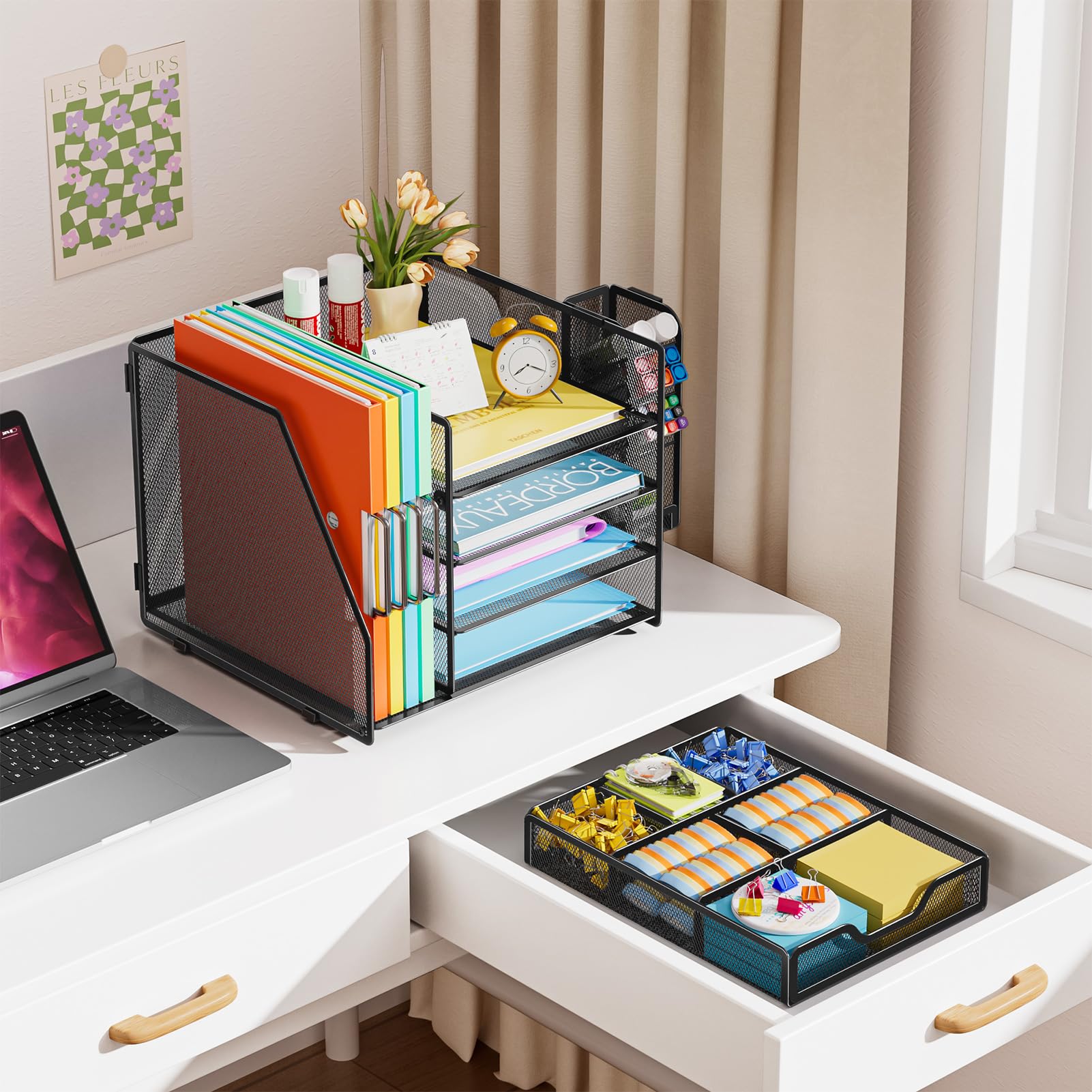 marbrasse-office-4-teilig-schreibtisch-organizer-schwarz-mit-schublade image 3