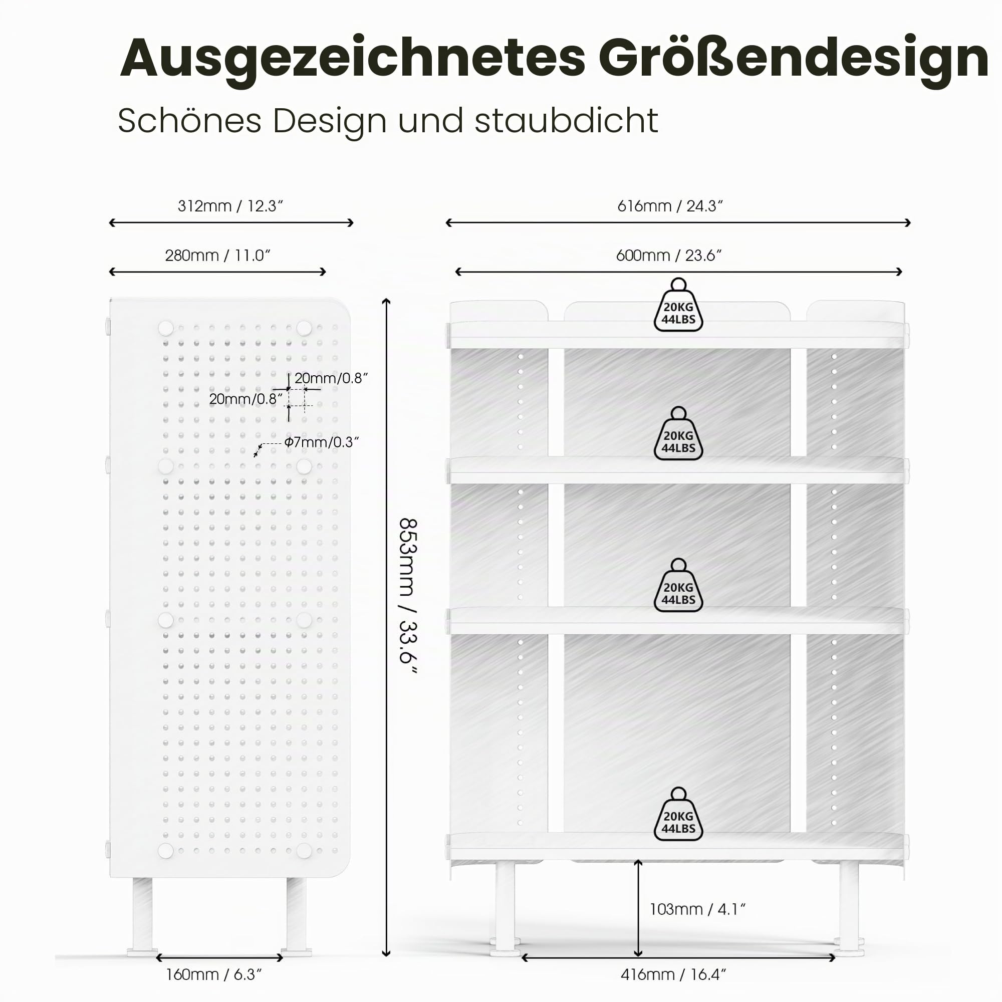 fenge-klimt-series-b-cherregal-4-etagen-wei-pegboard image 2