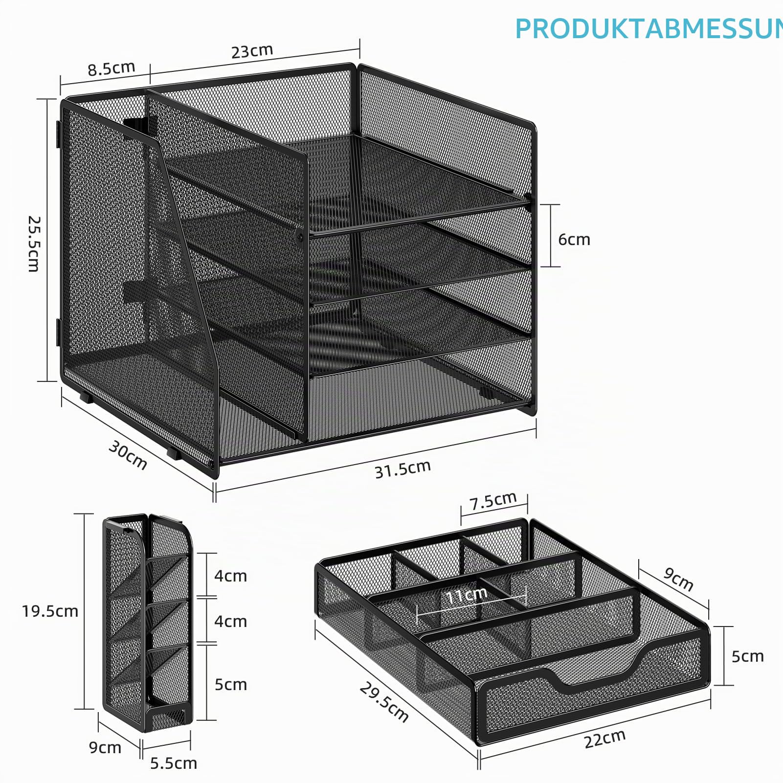 marbrasse-office-4-teilig-schreibtisch-organizer-schwarz-mit-schublade image 5