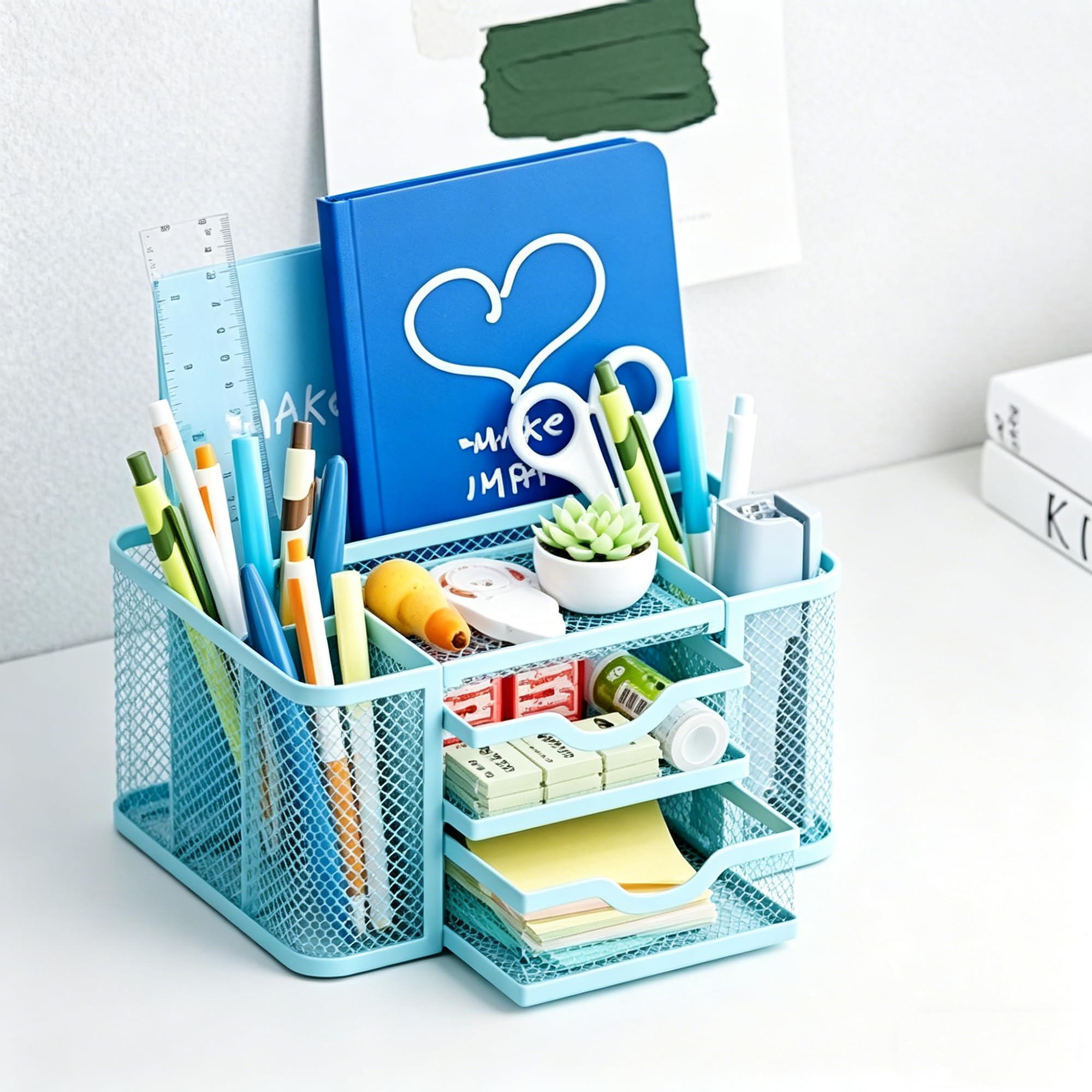 marbrasse-schreibtisch-organizer-netz-blau-2-schubladen image 6
