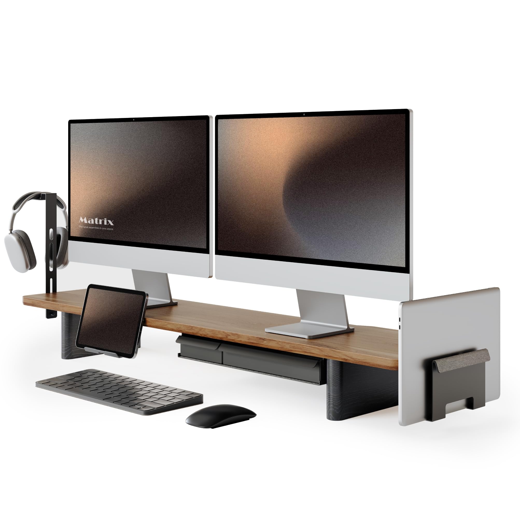 fenge-matrix-series-monitorst-nder-braun-dual-2-schubladen image 1