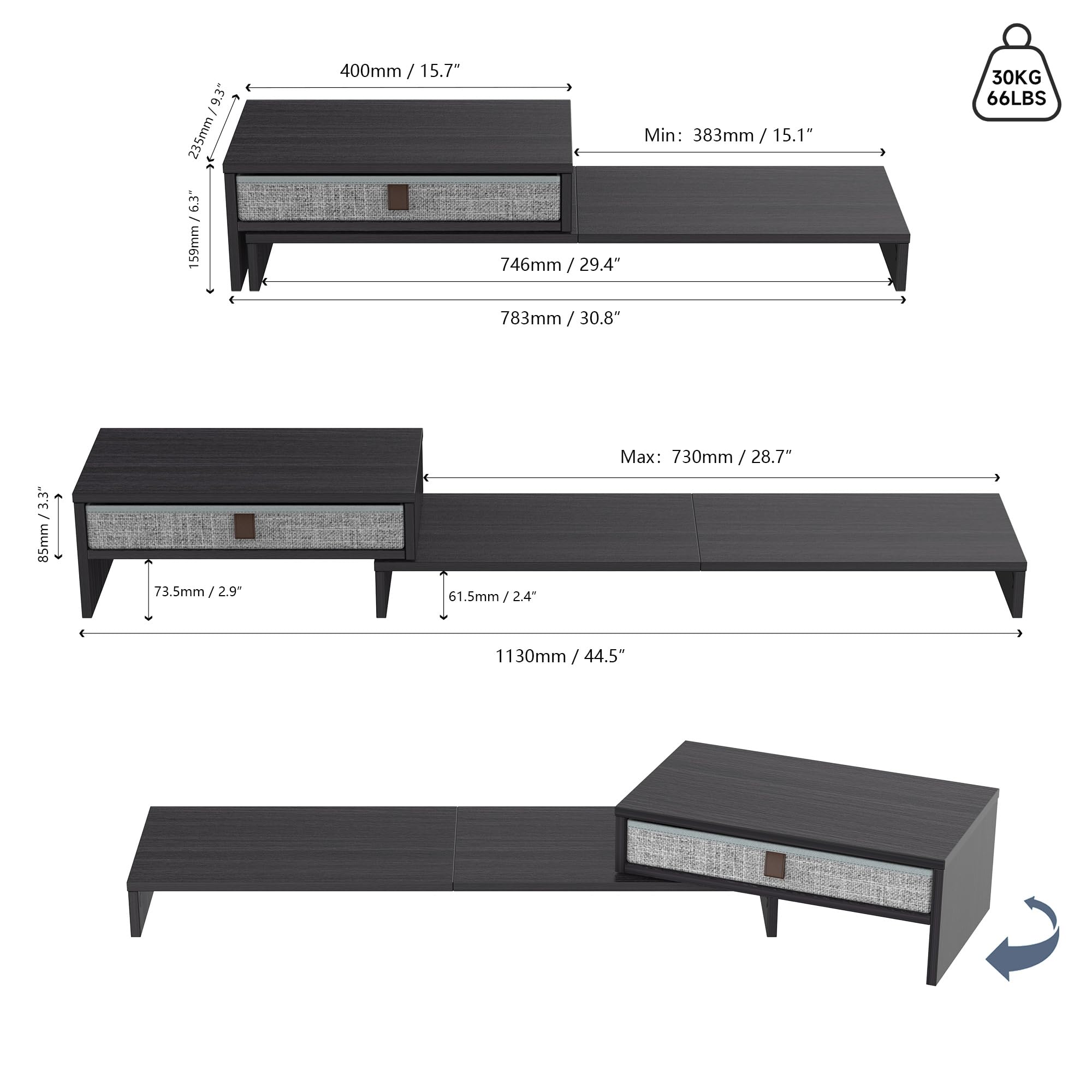 fenge-rodin-series-monitorst-nder-dual-schwarz-108cm-holz image 3