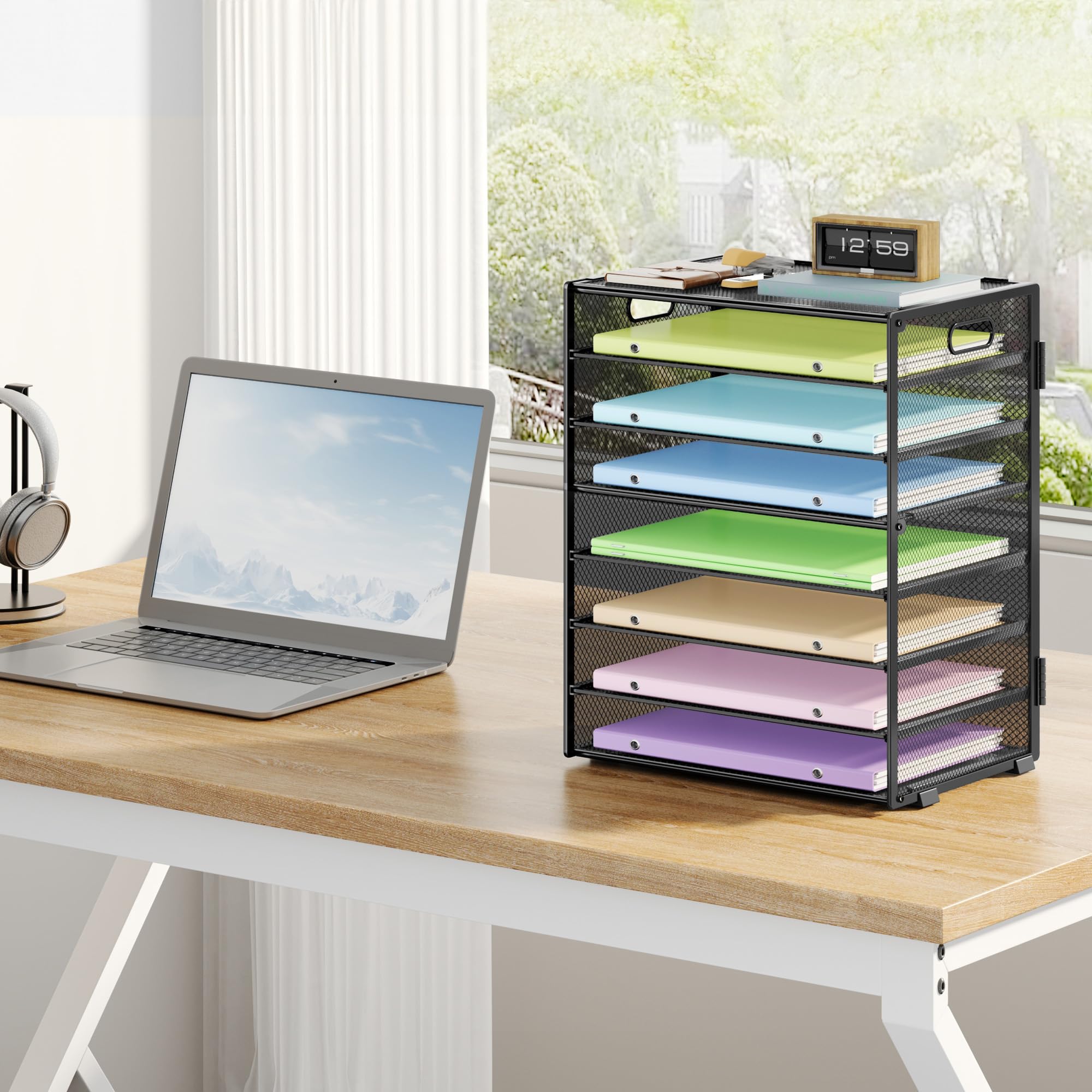 marbrasse-schreibtisch-organizer-metall-schwarz-8-fach-ablage image 4