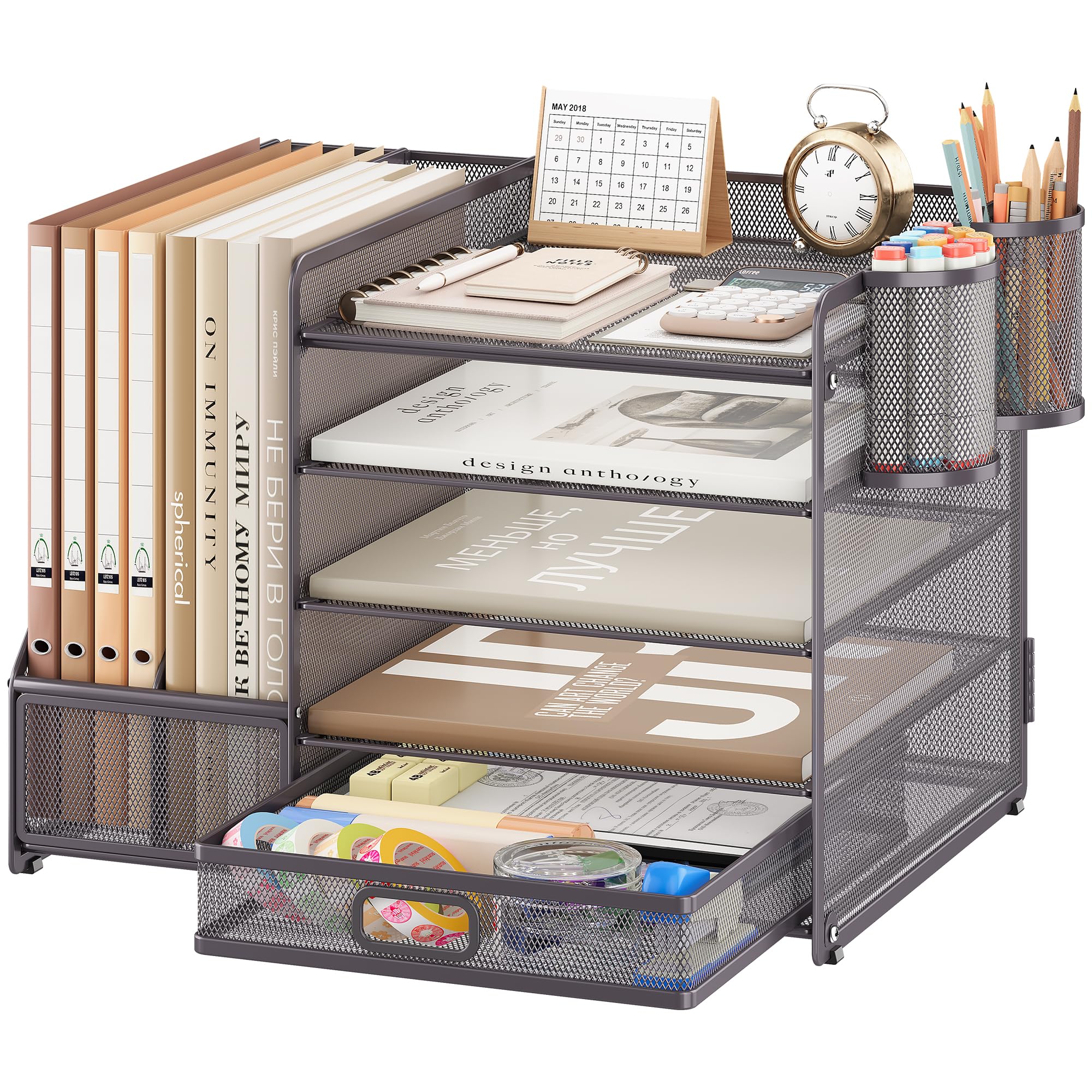 vitviti-desk-organizer-schreibtisch-organizer-grau-5-f-cher-metall image 1