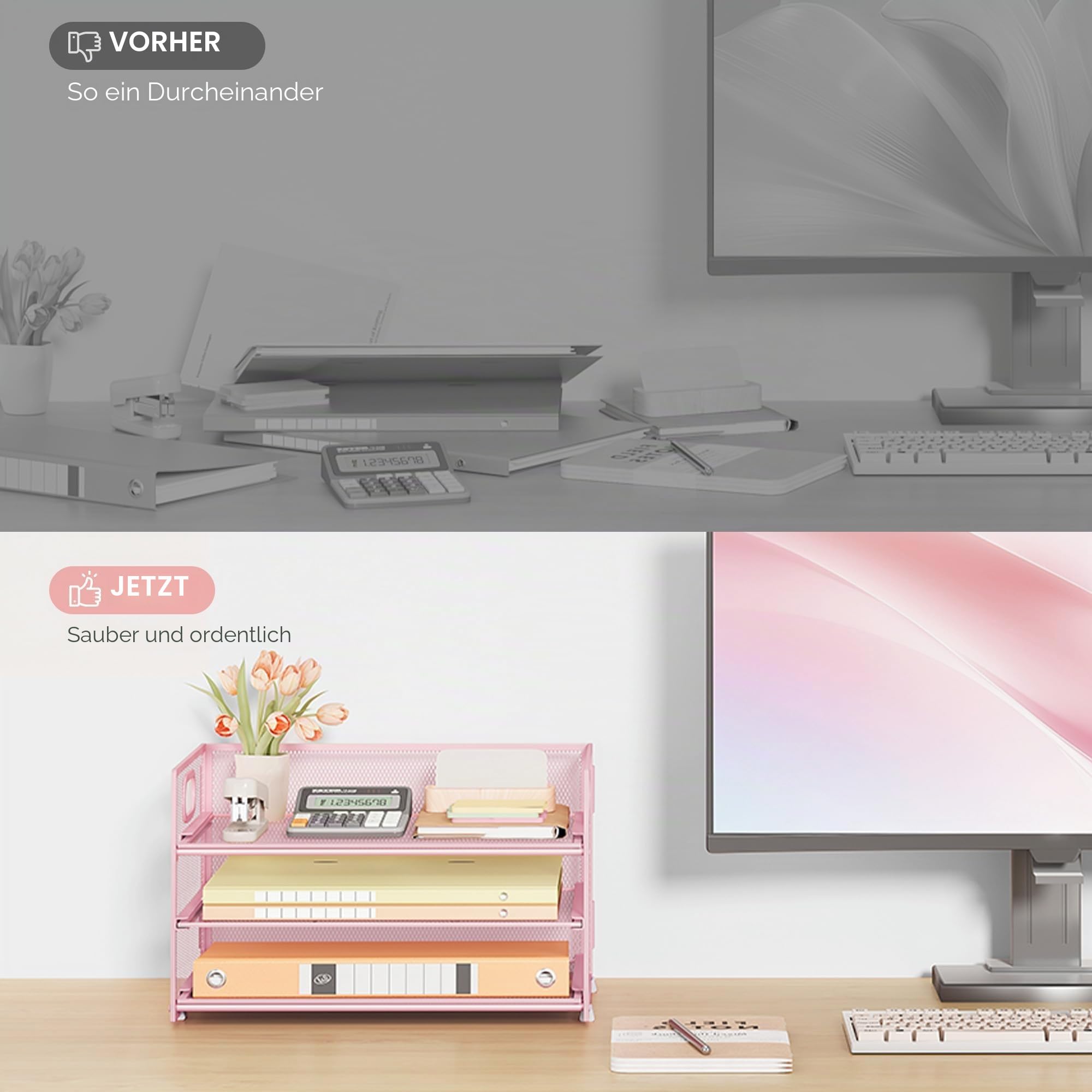 vitviti-desk-organizer-briefablage-rosa-3-stufig-mit-griff image 3